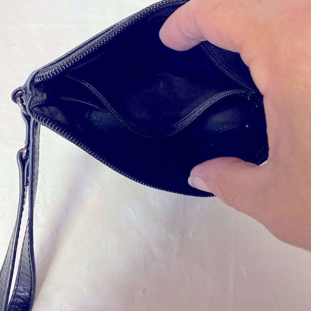 Fossil Black Suede Leather Patchwork Studs Wallet… - image 3